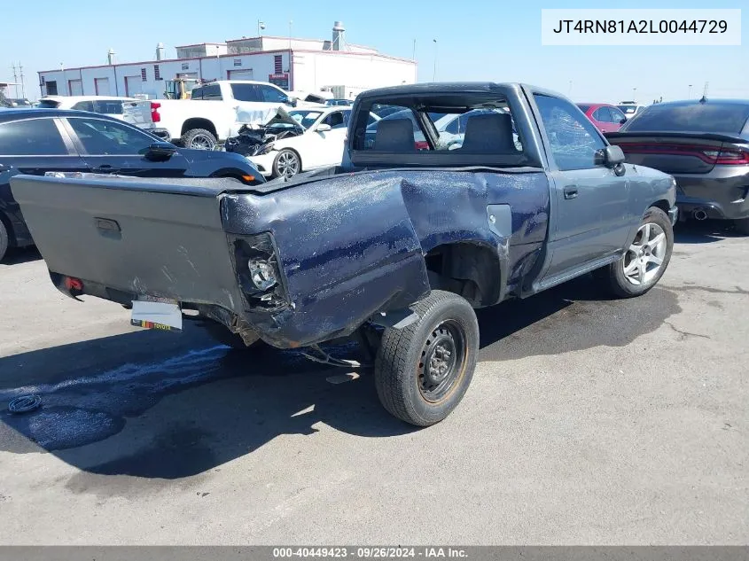 1990 Toyota Pickup 1/2 Ton Short Wheelbase VIN: JT4RN81A2L0044729 Lot: 40449423