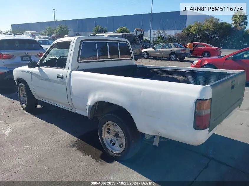 1991 Toyota Pickup 1/2 Ton Sht Wheelbase Dlx VIN: JT4RN81P5M5116774 Lot: 40672839