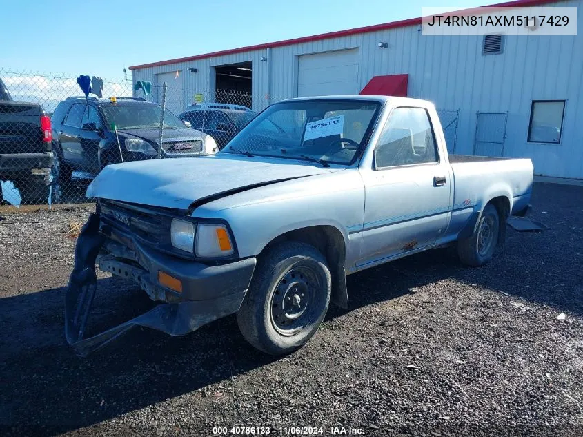 1991 Toyota Pickup 1/2 Ton Short Wheelbase VIN: JT4RN81AXM5117429 Lot: 40786133