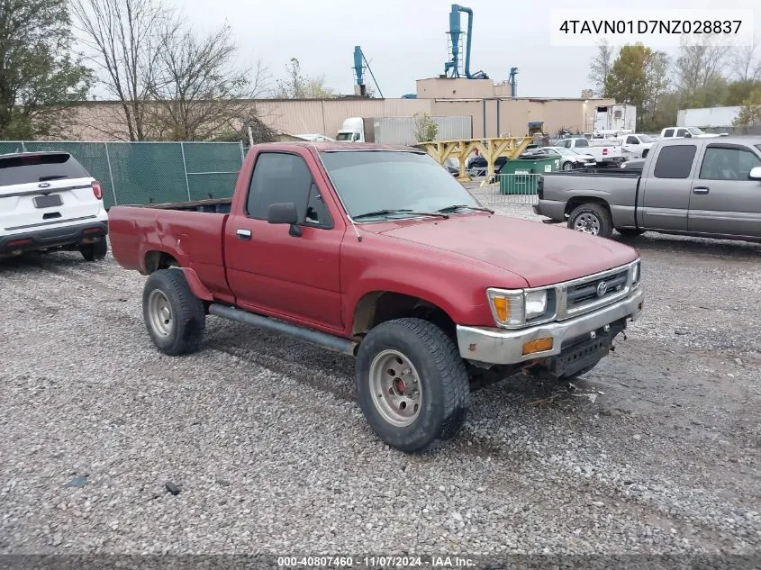 1992 Toyota Pickup 1/2 Ton Sht Wheelbase Dlx VIN: 4TAVN01D7NZ028837 Lot: 40807460