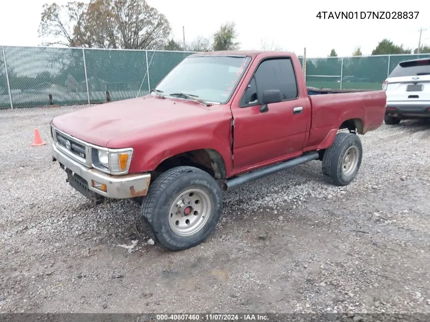 1992 Toyota Pickup 1/2 Ton Sht Wheelbase Dlx VIN: 4TAVN01D7NZ028837 Lot: 40807460