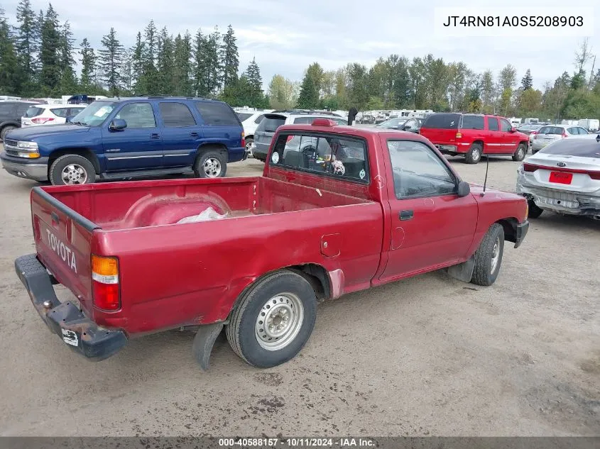 1995 Toyota Pickup 1/2 Ton Short Wheelbase VIN: JT4RN81A0S5208903 Lot: 40588157