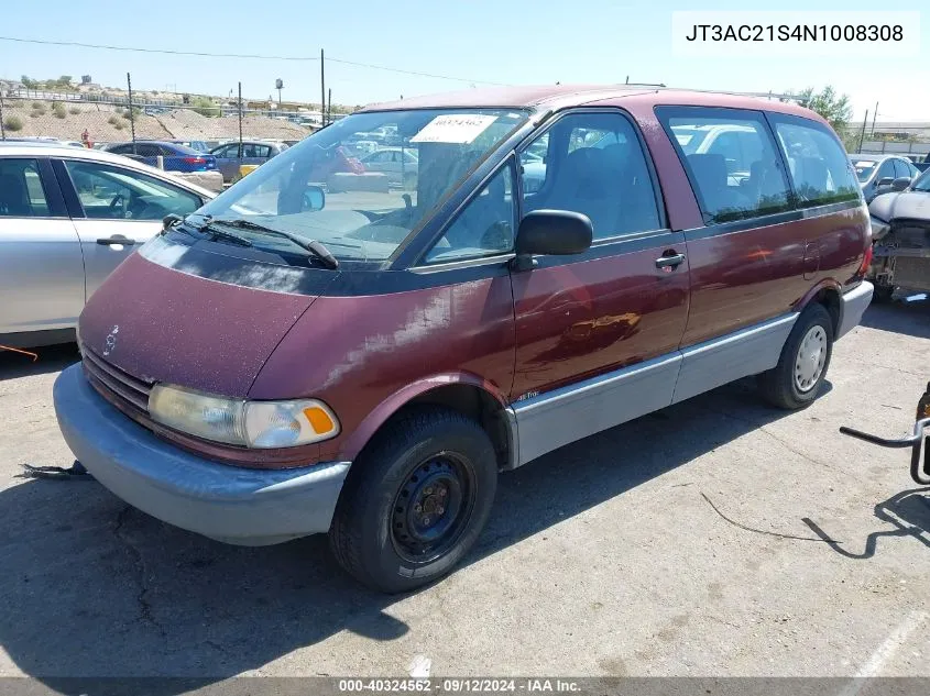 1992 Toyota Previa Dlx VIN: JT3AC21S4N1008308 Lot: 40324562