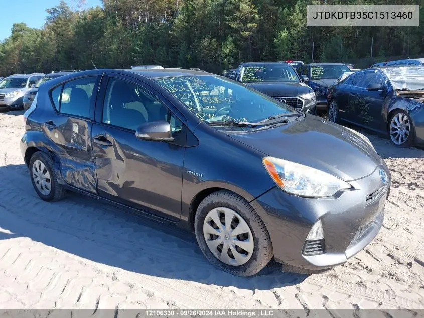 2012 Toyota Prius C VIN: JTDKDTB35C1513460 Lot: 12106330