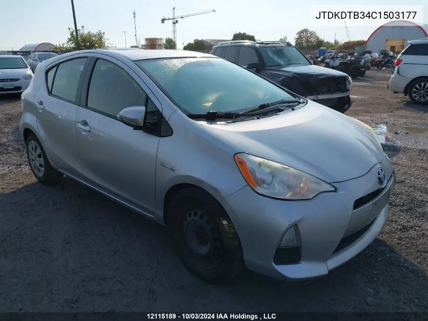 2012 Toyota Prius C Technology VIN: JTDKDTB34C1503177 Lot: 12115189