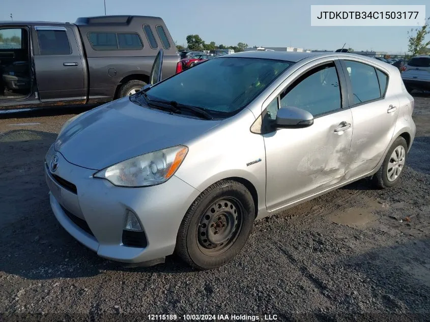 2012 Toyota Prius C Technology VIN: JTDKDTB34C1503177 Lot: 12115189