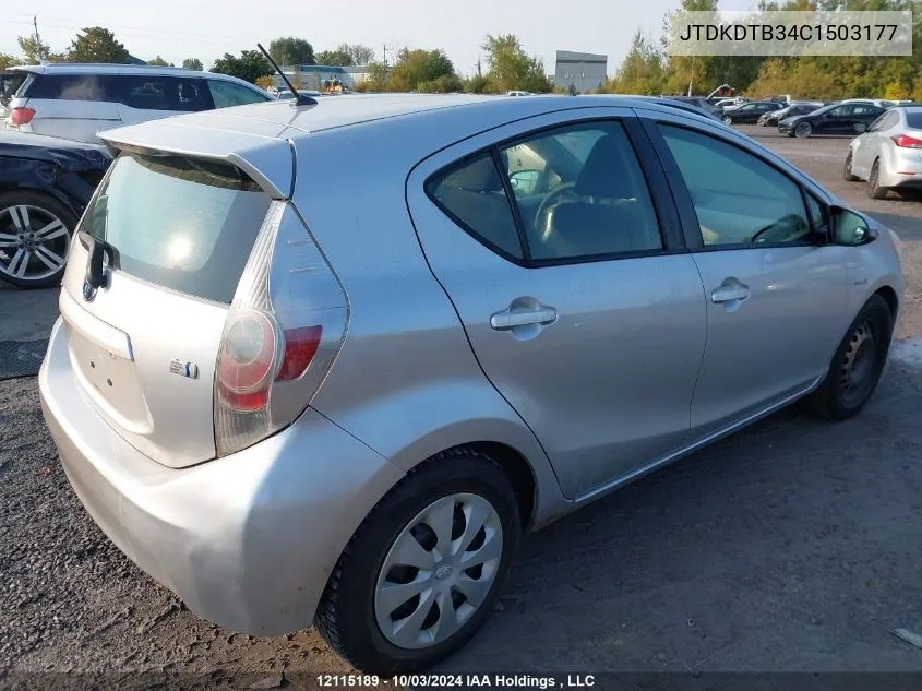 2012 Toyota Prius C Technology VIN: JTDKDTB34C1503177 Lot: 12115189