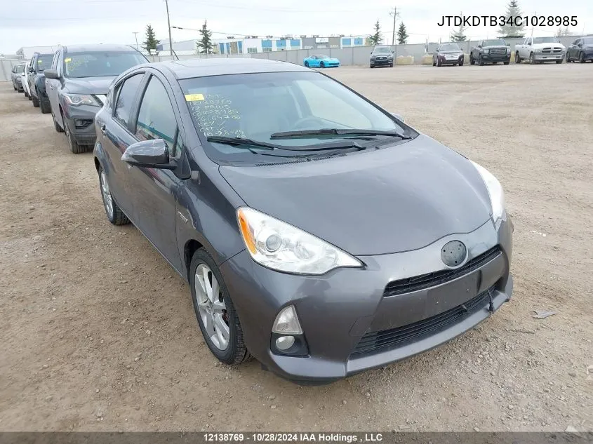 2012 Toyota Prius C VIN: JTDKDTB34C1028985 Lot: 12138769