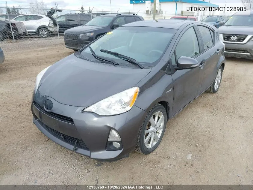 2012 Toyota Prius C VIN: JTDKDTB34C1028985 Lot: 12138769