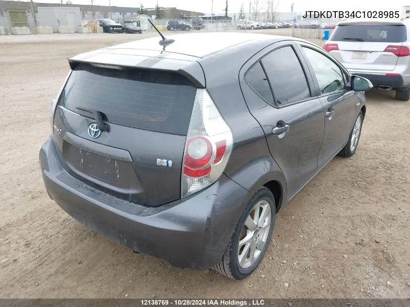 2012 Toyota Prius C VIN: JTDKDTB34C1028985 Lot: 12138769