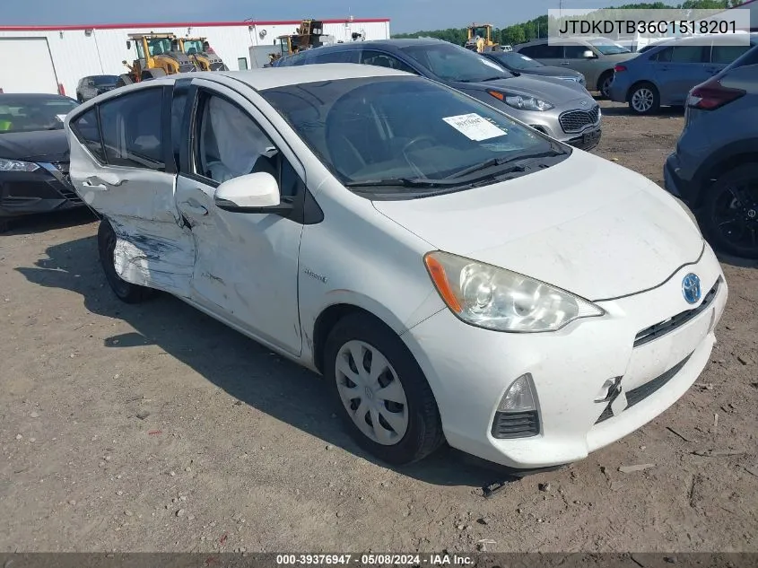 2012 Toyota Prius C Four/One/Three/Two VIN: JTDKDTB36C1518201 Lot: 39376947