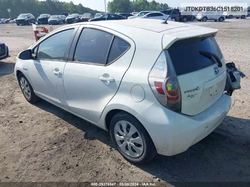 2012 Toyota Prius C Four/One/Three/Two VIN: JTDKDTB36C1518201 Lot: 39376947