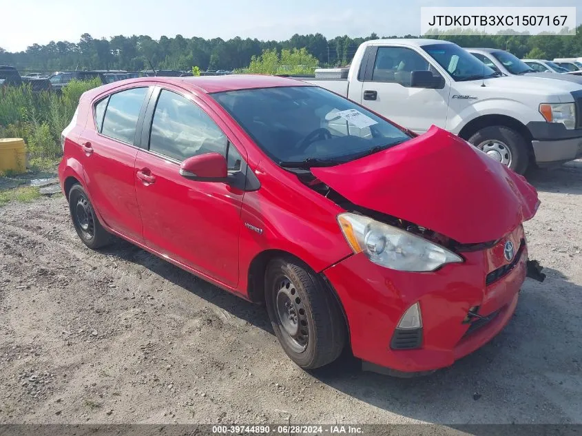 2012 Toyota Prius C One VIN: JTDKDTB3XC1507167 Lot: 39744890