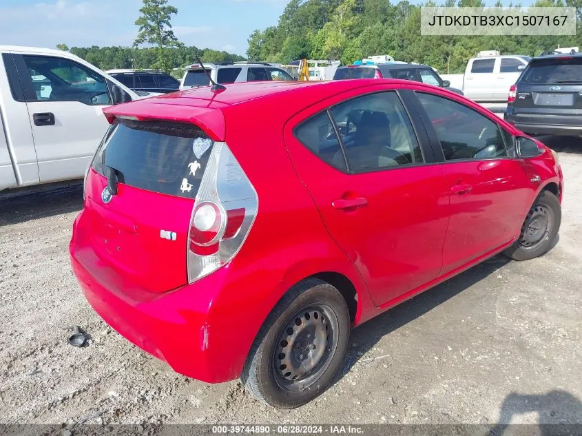 2012 Toyota Prius C One VIN: JTDKDTB3XC1507167 Lot: 39744890