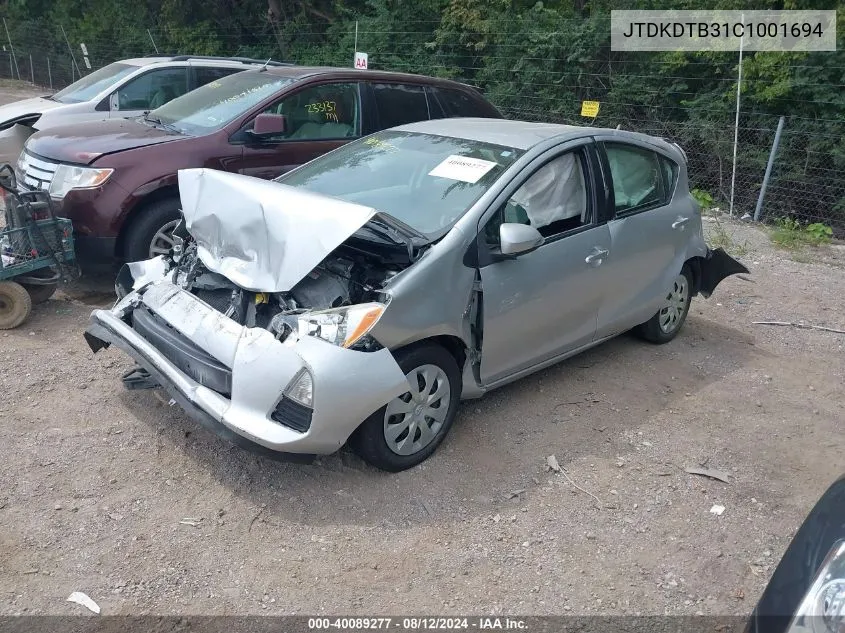 2012 Toyota Prius C Two VIN: JTDKDTB31C1001694 Lot: 40089277