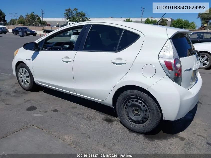 JTDKDTB35C1524992 2012 Toyota Prius C Two