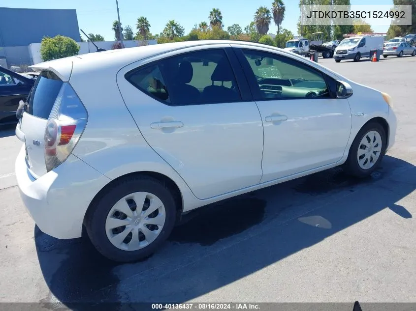 2012 Toyota Prius C Two VIN: JTDKDTB35C1524992 Lot: 40136437