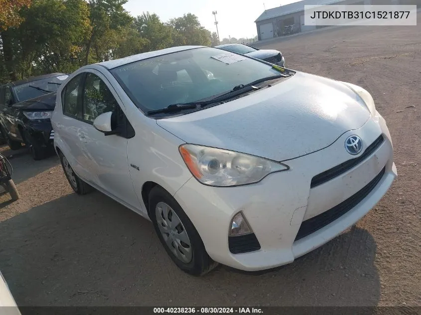 2012 Toyota Prius C Two VIN: JTDKDTB31C1521877 Lot: 40238236