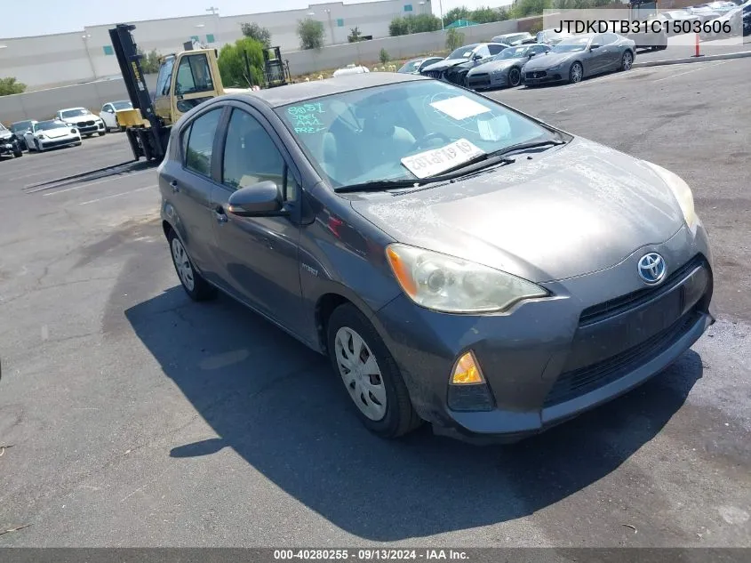 2012 Toyota Prius C One VIN: JTDKDTB31C1503606 Lot: 40280255