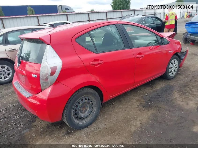 JTDKDTB3XC1503104 2012 Toyota Prius C