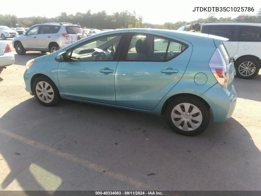 2012 Toyota Prius C Two VIN: JTDKDTB35C1025786 Lot: 40334083