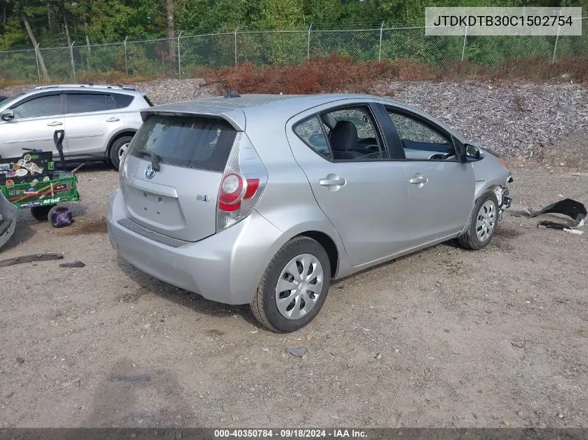 2012 Toyota Prius C Three VIN: JTDKDTB30C1502754 Lot: 40350784