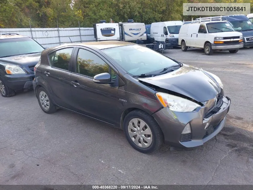 2012 Toyota Prius C Two VIN: JTDKDTB38C1005841 Lot: 40368220