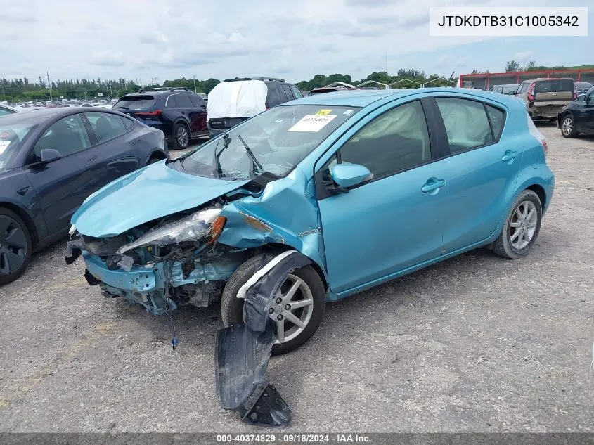 2012 Toyota Prius C Three VIN: JTDKDTB31C1005342 Lot: 40374829