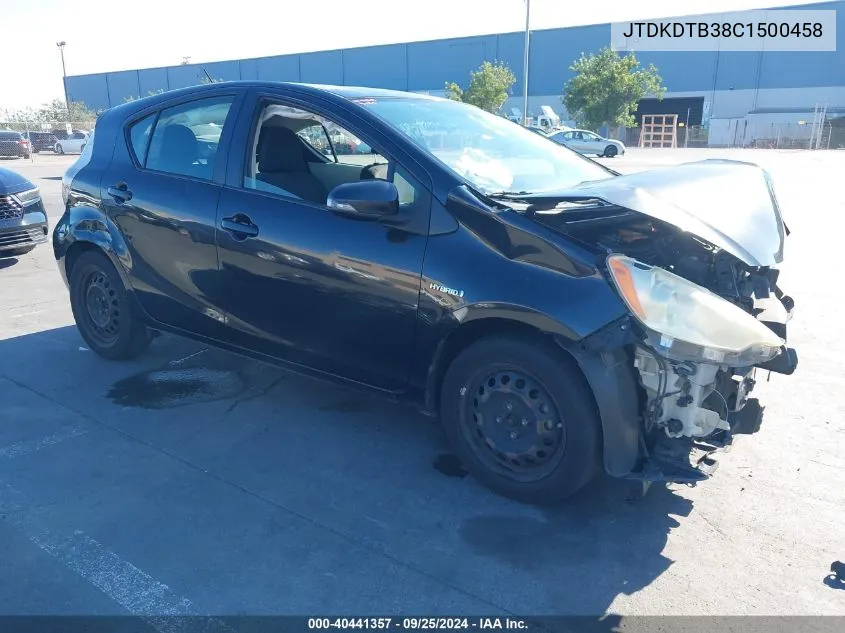 2012 Toyota Prius C Two VIN: JTDKDTB38C1500458 Lot: 40441357