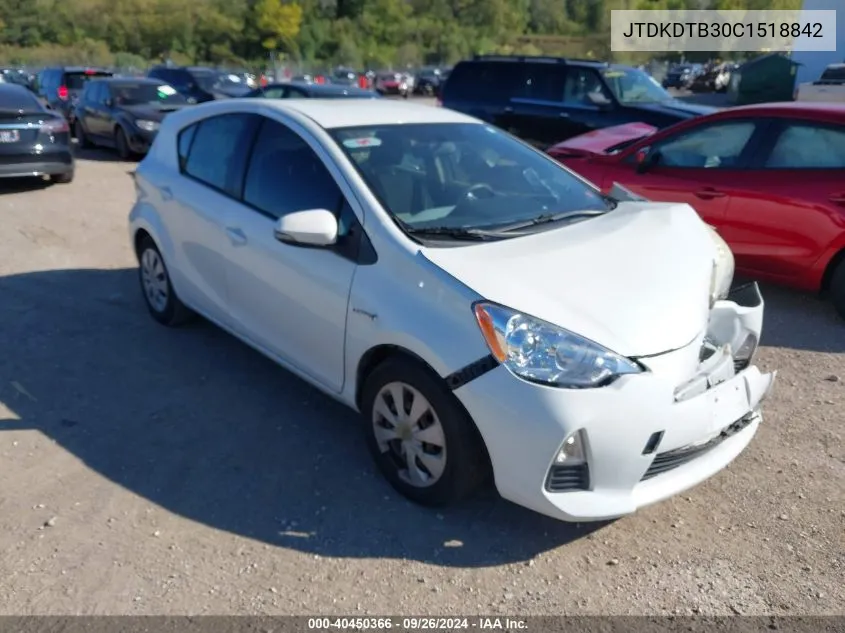 2012 Toyota Prius C Two VIN: JTDKDTB30C1518842 Lot: 40450366