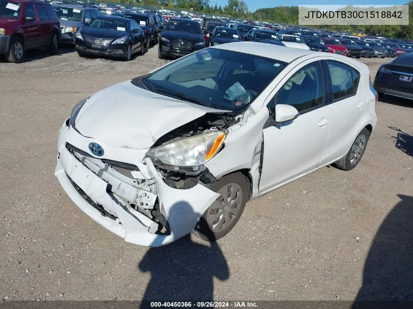 2012 Toyota Prius C Two VIN: JTDKDTB30C1518842 Lot: 40450366