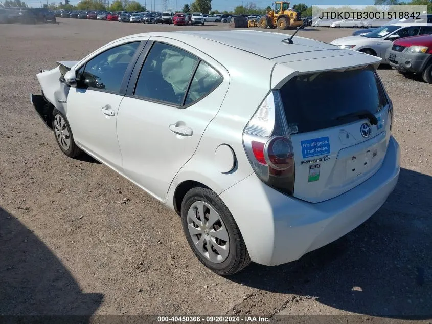 JTDKDTB30C1518842 2012 Toyota Prius C Two