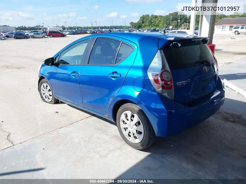 2012 Toyota Prius C Two VIN: JTDKDTB37C1012957 Lot: 40462284