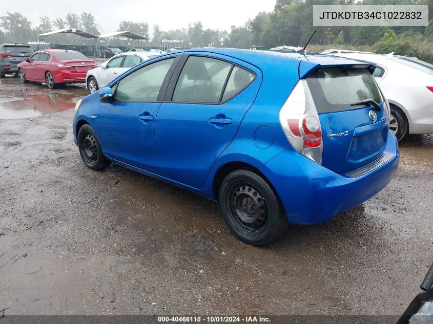 JTDKDTB34C1022832 2012 Toyota Prius C Two