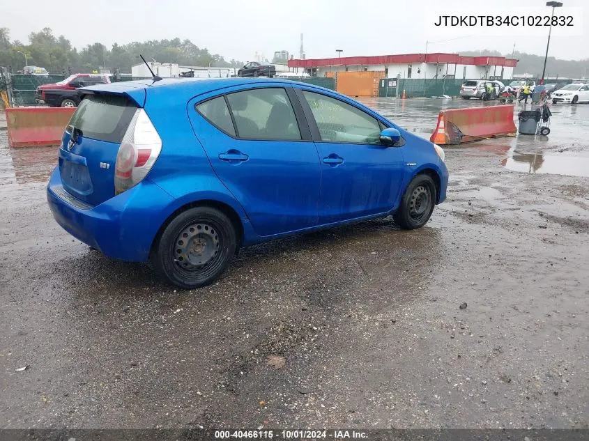 JTDKDTB34C1022832 2012 Toyota Prius C Two