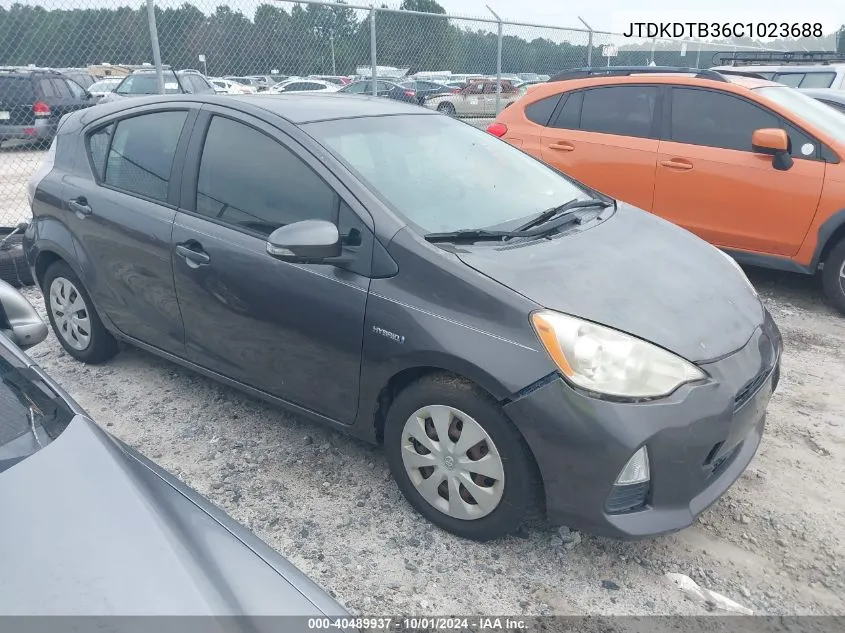 2012 Toyota Prius C One VIN: JTDKDTB36C1023688 Lot: 40489937