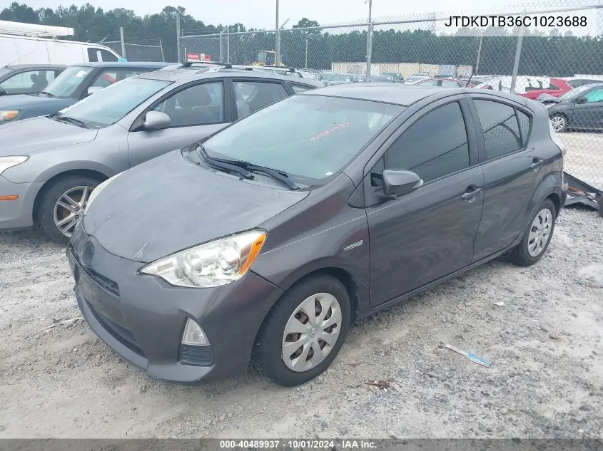 2012 Toyota Prius C One VIN: JTDKDTB36C1023688 Lot: 40489937