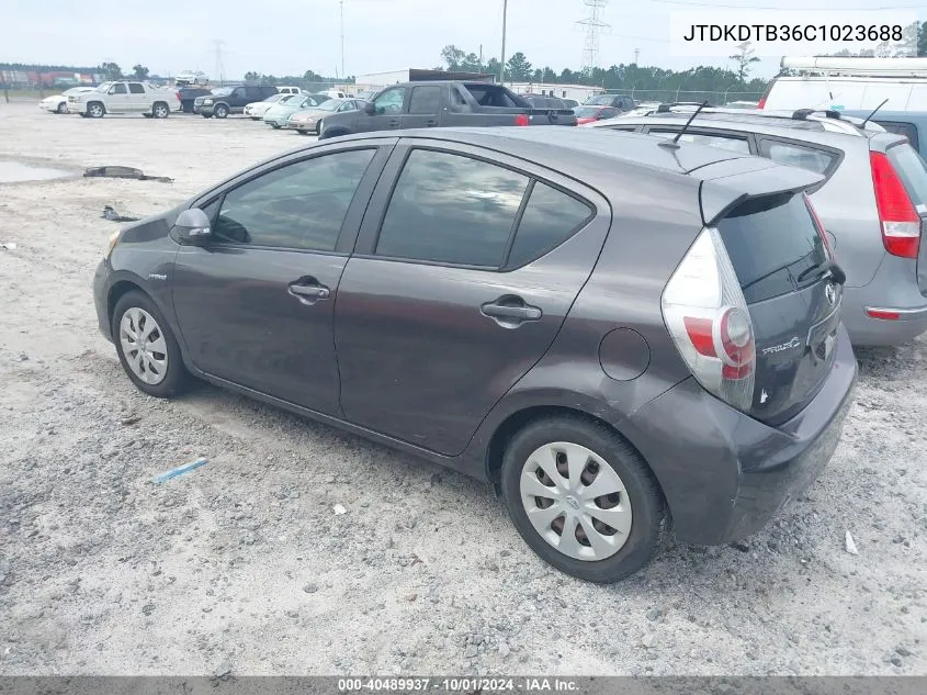 2012 Toyota Prius C One VIN: JTDKDTB36C1023688 Lot: 40489937