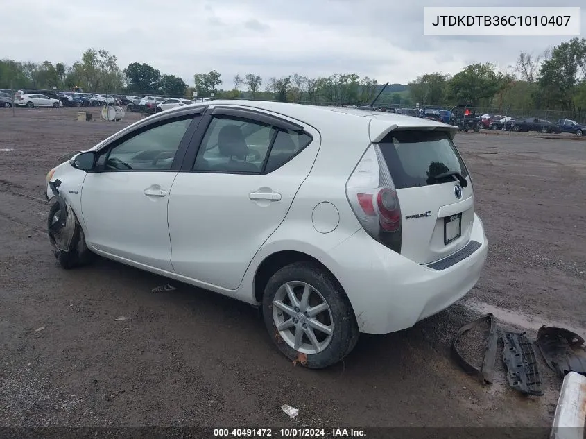 2012 Toyota Prius C Three VIN: JTDKDTB36C1010407 Lot: 40491472