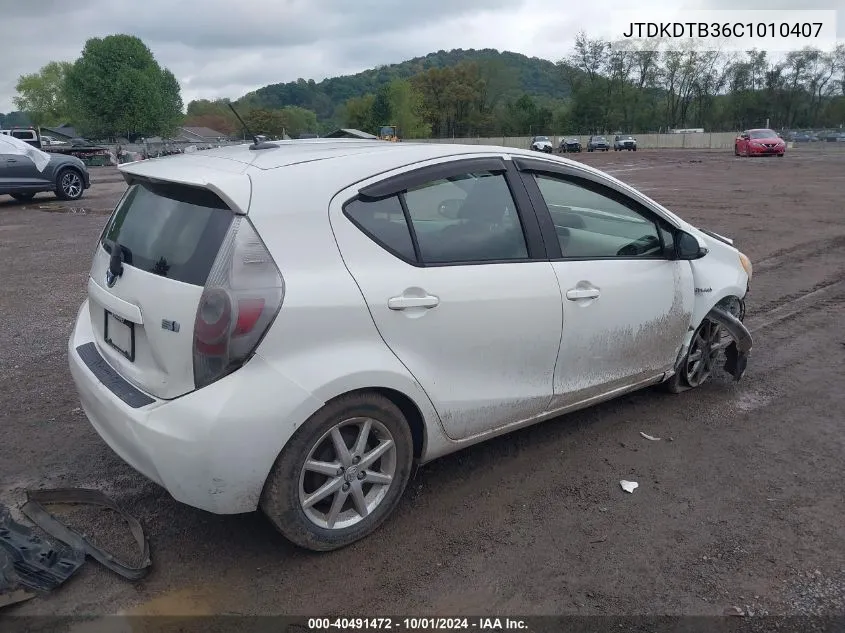 2012 Toyota Prius C Three VIN: JTDKDTB36C1010407 Lot: 40491472