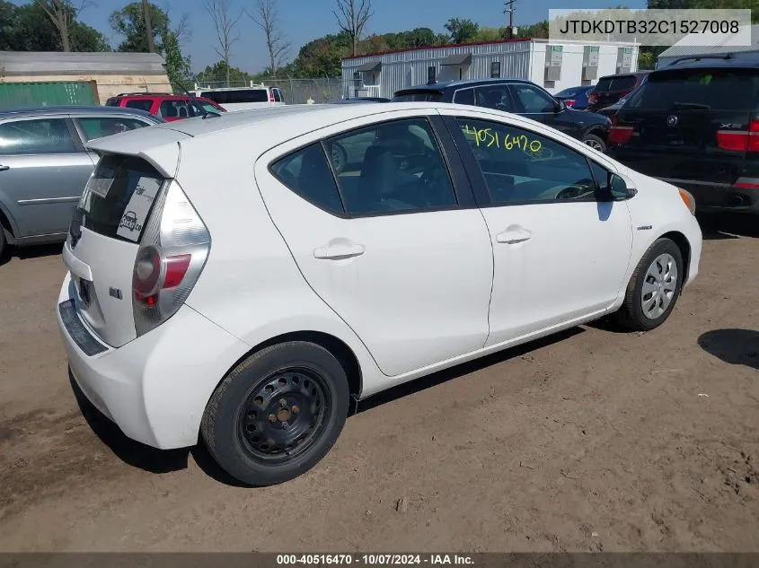 2012 Toyota Prius C VIN: JTDKDTB32C1527008 Lot: 40516470