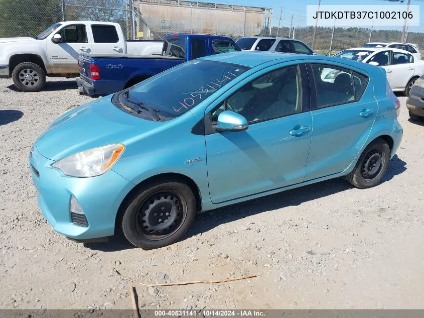 JTDKDTB37C1002106 2012 Toyota Prius C One