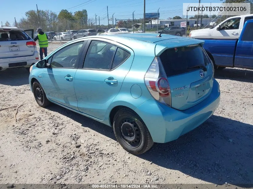 JTDKDTB37C1002106 2012 Toyota Prius C One