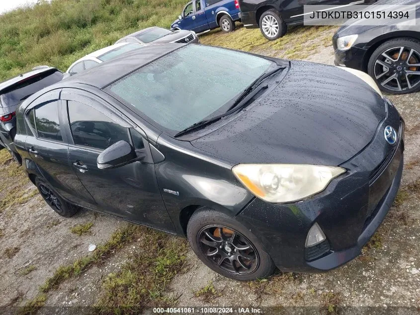 2012 Toyota Prius C VIN: JTDKDTB31C1514394 Lot: 40541061