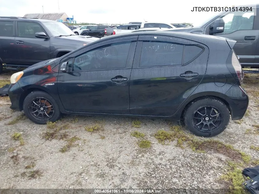 2012 Toyota Prius C VIN: JTDKDTB31C1514394 Lot: 40541061