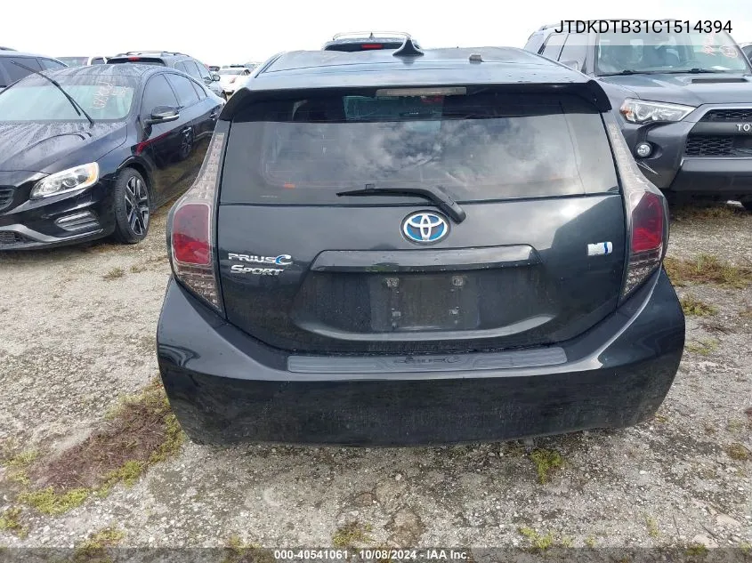 2012 Toyota Prius C VIN: JTDKDTB31C1514394 Lot: 40541061