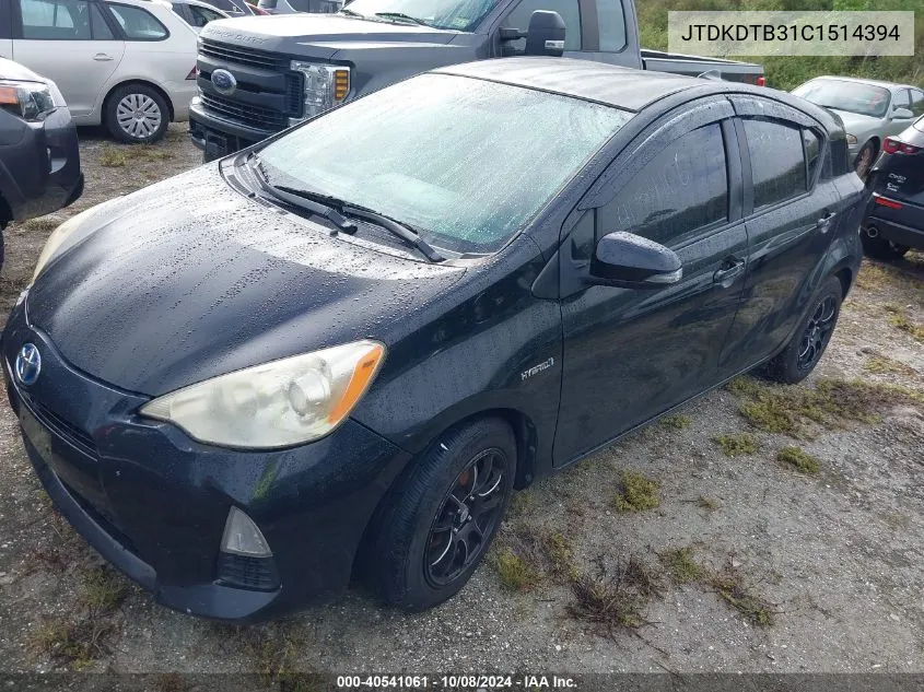 2012 Toyota Prius C VIN: JTDKDTB31C1514394 Lot: 40541061