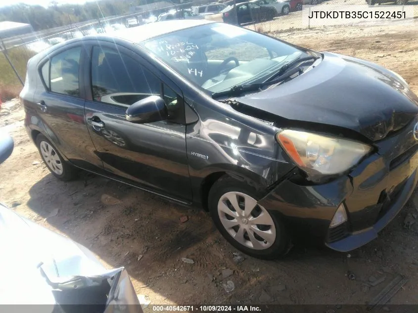 JTDKDTB35C1522451 2012 Toyota Prius C Two