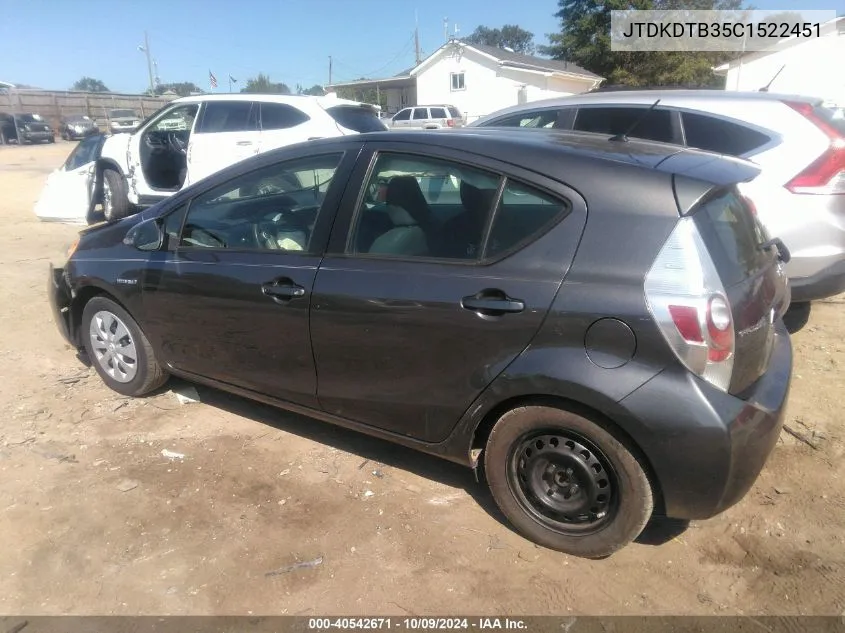 JTDKDTB35C1522451 2012 Toyota Prius C Two