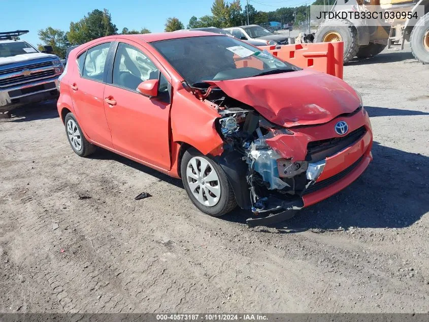 2012 Toyota Prius C Three VIN: JTDKDTB33C1030954 Lot: 40573187